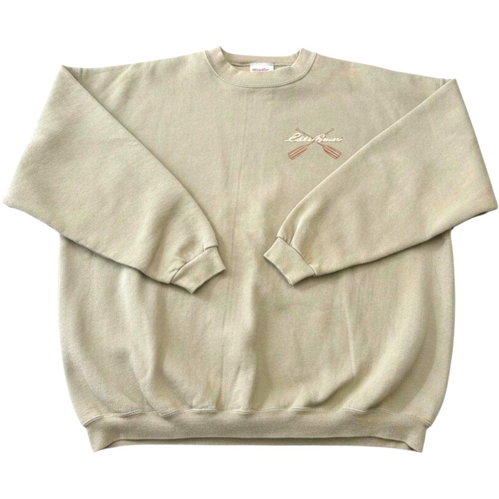 VTG Eddie Bauer Crewneck Sweatshirt XL Made in USA Green Paddle Logo Outdoor